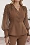 Pearl Embellished Peplum Blouse and Pants Set |   Premium White & Black Special Series 35026