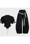 Trendy Iconic Design Waist-Fitting Corset Detail Crop Sweat Track Suit - Trendy Iconic Design Waist-Fitting Corset Detail Crop Sweat Suit Set - 3