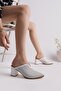 Genuine Leather Women's Daily Light Comfortable Classic Heeled Closed-Front Slippers Dd9759