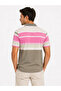 Men's Flared Combed Cotton Striped Polo Collar T-Shirt Short Sleeve Summer T-Shirt - Gray - 2