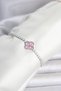 Stylish Brass Silver Color Pink Zircon Stone Clover Model Waterway Women's Bracelet Teachers Mothers Love