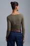 32600 Women's Gathered Boat Neck Top Blouse - 2