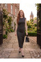 Women's Polka Dot Shoulder Padded Midi Dress