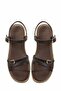 Leather Brown Women's Sandals - Buckle-Strap Casual Comfortable Sole Summer Shoes - 5