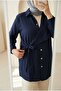 Women's Belted Side-Tie Buttoned Long Shirt - 3