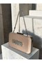 Beige Color Z.A.R.A. Satin Crystal Stone Embroidered Chain Women's Evening Dress Bag Wedding Engagement Graduation - 8