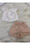 Girl's 2-Piece Set: Madonna Collar White Blouse & Solid Color Shorts - 2