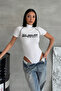 Create Legend White Printed Body-Hugging Bodysuit with Piping Detail, Short Sleeves, Cotton, Snap Fasteners - 2