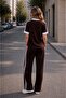 Women's Polo Collar Stripe Detailed Two-Piece Tracksuit Set Comfortable Fit - 7