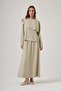 1088 Asymmetrical Flywheel Detailed Silky Textured Set - Sand Beige