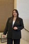 Plus Size Women's Oversized Lined Blazer Jacket - Black - 5
