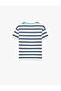Cotton Short Sleeve Crew Neck Embroidered Oversize Striped T-Shirt - 5