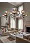Modern Lighting, Modern Chandelier, Light, Silver Color, 100x35x60 cm, Suitable for bedroom and living room, Glass Material, Adjustable height - 2