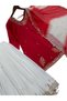 White & Red French Crepe Embroidered Palazzo Set with Organza Dupatta - HRT7561