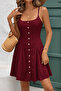 Women's Rope Strap Front Buttoned Lace-Up Short Dress