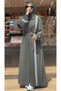 Women's Hijab Dress with Scarf Medina Silk Stylish Long Dress N-05212 _ Khaki