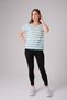 Women's V-Neck Short Sleeve Relaxed Fit Textured Striped Casual T-Shirt - 5