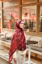 Allure Tulip Patterned Shawl - Burgundy-Red - 3