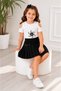 Pink 31905-26 Girl's Pleated Skirt & Stone Detailed Open Shoulder T-Shirt Set - 3