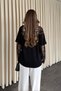 Women's Crew Neck Mardiya Lace Sleeve Blouse Oversize Cotton Relaxed Cut T-Shirt - 4