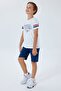 Boy's Licensed Uspa White Brand Printed T-Shirt-Navy Blue Bermuda Set - 4
