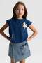 Nk Girl's Basic Shorts Skirt with Flap Pocket Detail, 8-15 Years Old, Light Blue - 2