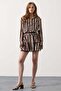 Women's Lace-Detail Patterned Mini Chiffon Dress Brown - 4