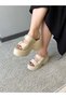 Women's Wera Beige Two-Buckle Thick Sole Orthopedic Sandals & Slippers - 5