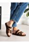 Mari̇n Brown Buckle Detailed Women's Slippers - 4