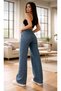 Mavikaryıkama Lycra Super High Waist Loose Paca Denim Palazzo Jeans - 6