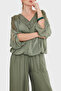 Silk Blend V-Neck Embroidered Loose Blouse Bluz 6901022 - 7