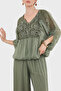Oversize Silk V-Neck Lace Detailed Blouse Bluz 6901023 - 5