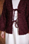 Plum Front Tie Tassel Kimono - 4