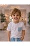 Boy's Pocket Detail White T-Shirt and Jeans 2-Piece Set |   Comfortable and Stylish Summer Sister Combination - 6