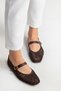 Genuine Leather Laser Brown Women's Buckle Detailed Ballerinas Oprey - 5
