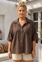 Brown Shirt Collar Short Sleeve Buttoned Mesh Pocket Embroidered Casual Cotton Woven Shirt 63 60 - 3