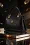 Black Glitter Textured Women's Hand and Shoulder Bag with Gold Detailing and Stylish Design - 4