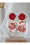 Red Pomegranate Earrings Fruit Flower Ultra Light Handmade Polymer Clay Earrings - 8