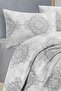 Ethnic Gray 100% Cotton Double Elastic (Fitted) Duvet Cover Set 200X220 cm - 4