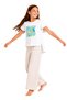 Girl's Asymmetrical Cut Printed T-Shirt - Side Slit Cotton Summer T-Shirt - 7