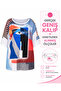 Plus Size Crew Neck Stone Printed Loose Sleeve Low-Cut Detailed Short Sleeve Women's Blouse - 2