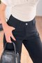 Mom Fit Gabardine Denim Black Trousers - 4