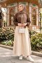 Poplin Skirt with Pockets and Elastic Waist 1727 - Beige