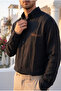 Men's Half Oversize Breathable Black Muslin Fabric Long Sleeve Shirt with Embroidery Detail Ls-13048 - 4