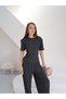Anthracite Padded Waist Belted Top and Bottom Set with Elastic Cuffs - 2