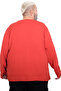 Large Size Men's Printed Crew Neck Long Sleeve T-Shirt Bro2 26105 Coral - 4