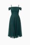 Women's Emerald Green Thin Straps Glittery Midi Promise Engagement Wedding Evening Dress - 7