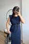 Navy Blue Modal Padded Dress - 3