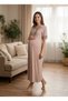 New Season Mink Short Sleeve Elegant Lace Embroidered Design Full Length Summer Maternity Nightgown - 2