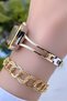 Square Gold Silver Color - Adjustable Steel Cord - Bracelet with Gift - 5